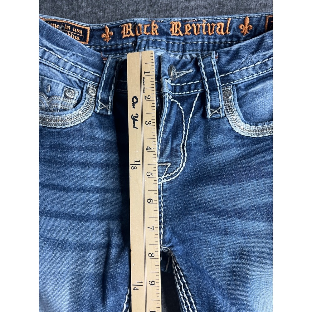 Rock Revival Sherry Mid-Rise Bootcut Jeans Light Wash Distressed Blue Denim 25 - Picture 14 of 16